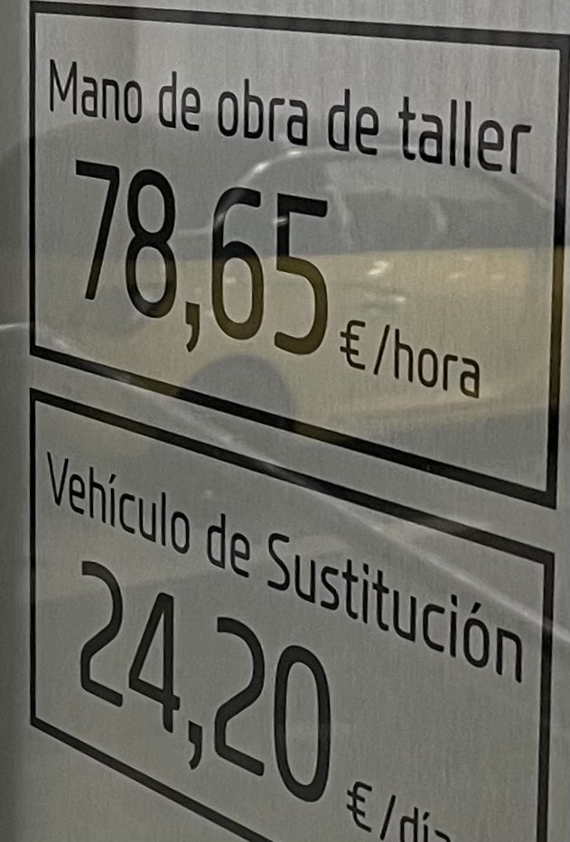 Precio de la mano de obra de taller en un concesionario oficial. Luego que los #médicos estamos bien pagados. Para reflexionar…