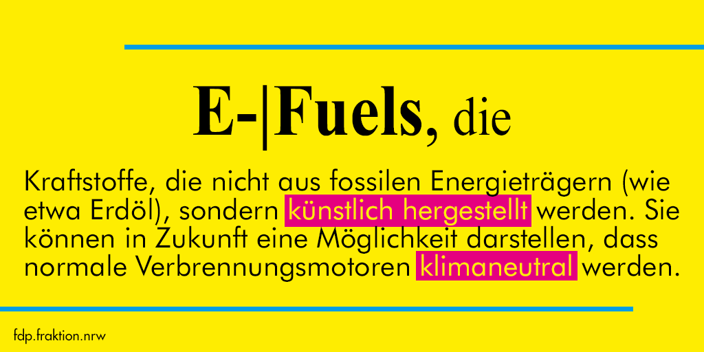 FDPFraktionNRW's tweet image. Immer wieder spricht man über #E-Fuels. Aber was ist das eigentlich?
Wir erklären es in unserem #Lexikon! 

#efuels #ltnrw #fdp