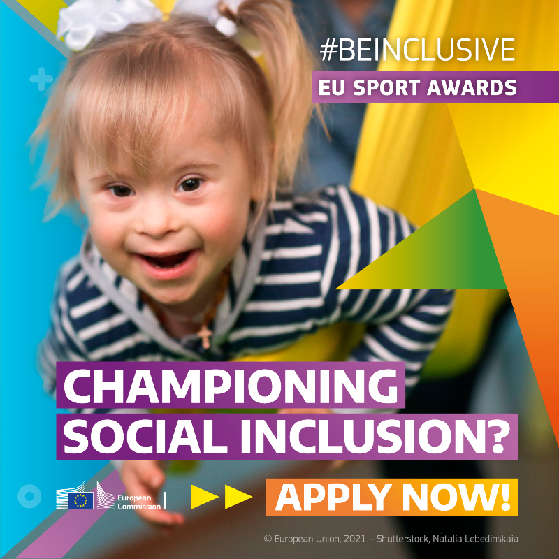 EuSport's tweet photo. The deadline to submit applications for the 2022 #BeInclusive EU Sport Awards is tomorrow 29 September at 17:00 Brussels time.

If not done yet, it is now time to press the 'submit' button &amp; give your project on sport inclusion the chance to shine. Hurry up!