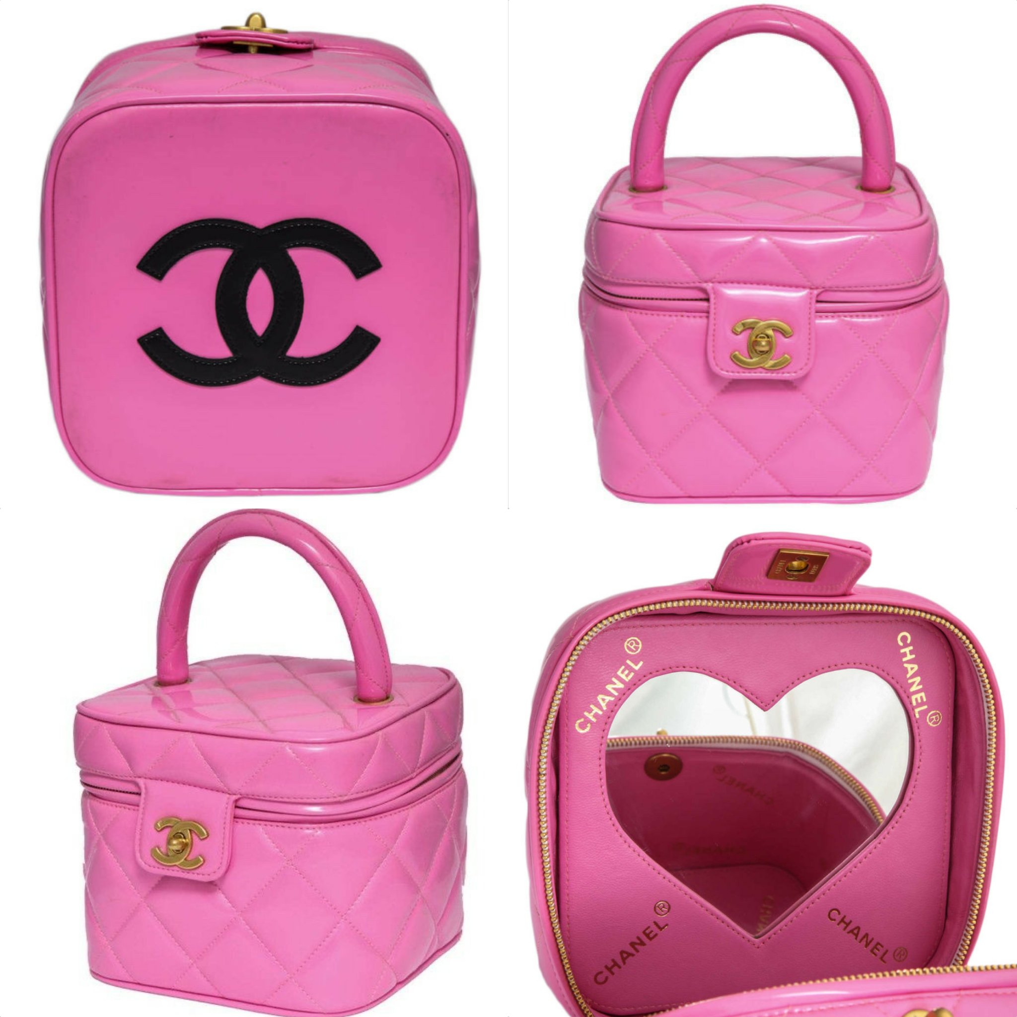 CHANEL, Bags, Chanel Vintage 995 Barbie Collection Barbie Pink Vanity  Case Heart Mirror Bag