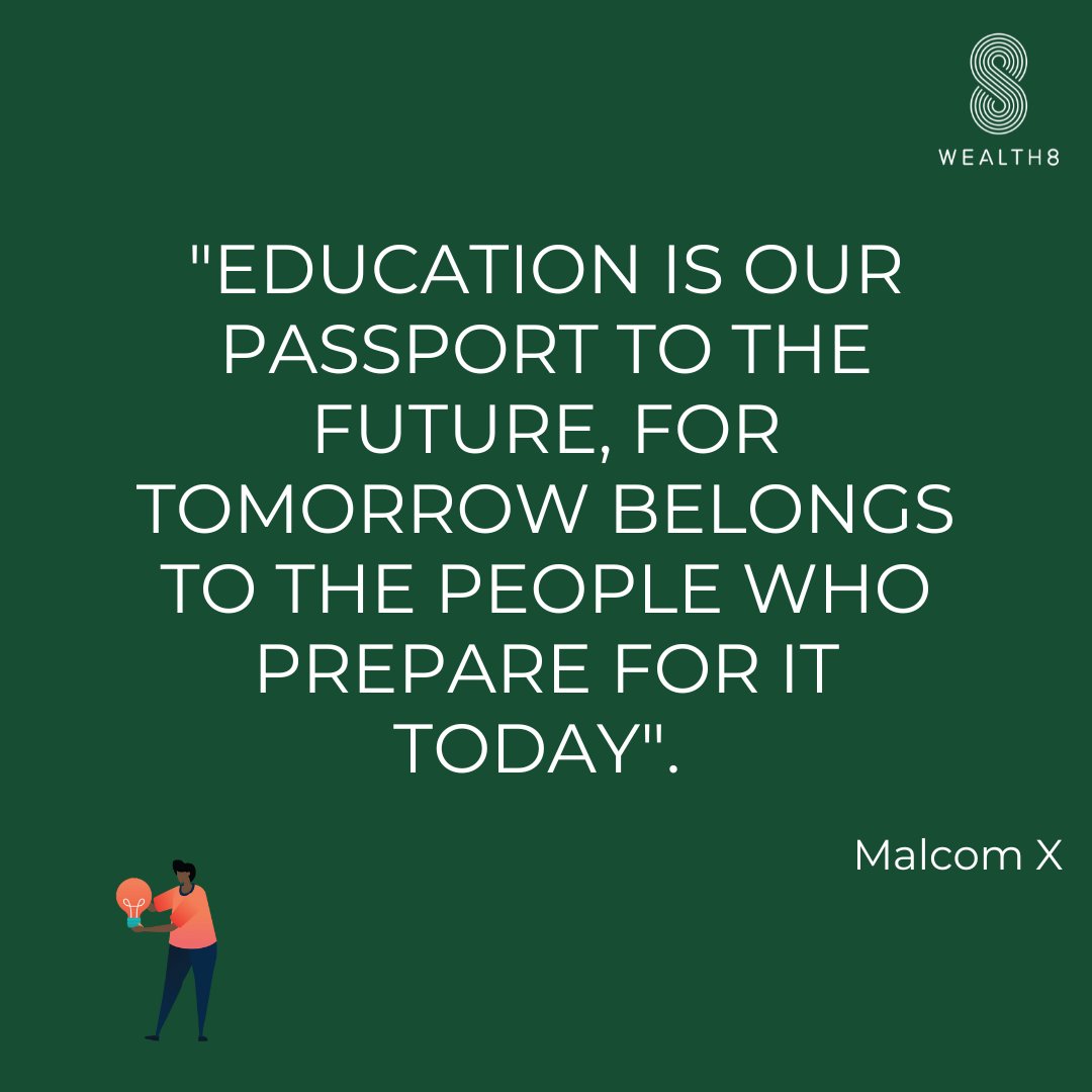 The importance of financial education can’t be emphasized enough. Keep up with our ThursdayTips and weekly blog posts to learn more. 
#Wealth8 #Investing #financialeducation #mondaymotivation