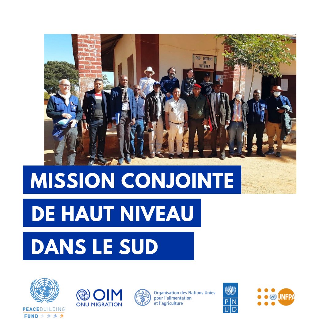 IOM_Madagascar's tweet photo. .@UNMadagascar, dont l'OIM, avec @UE_Madagascar et l'équipe du #MIONJO analysent le portefeuille de projets financés par @PBFMadagascar et rencontrent les autorités étatiques et la gendarmerie du 📍district de Betroka, région Anosy. https://t.co/1GCH9aAo0W