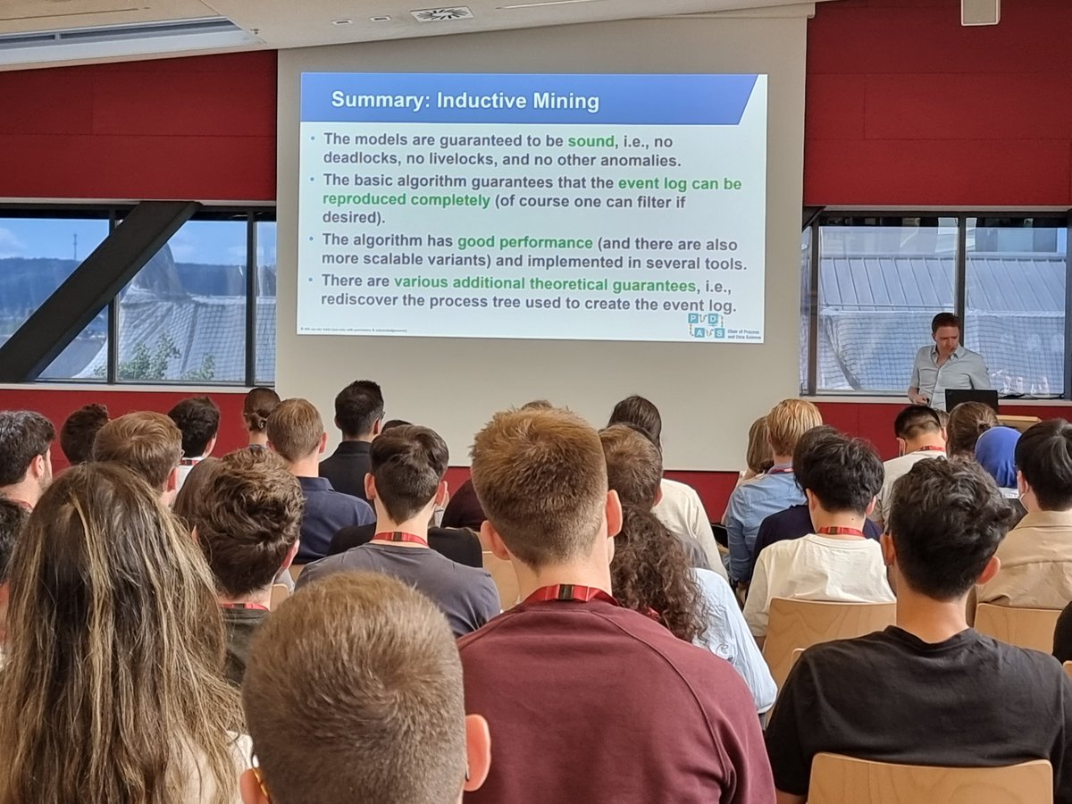 PrMiningSchool's tweet image. Sander Leemans talking about process discovery algorithms and giving some examples at the Summer School on Process Mining @PrMiningSchool. 
#pmschool22