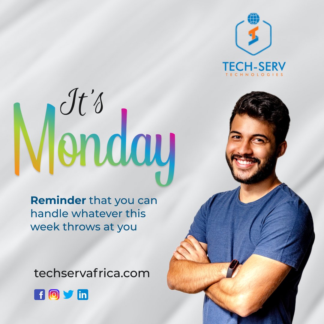 techservafrica's tweet image. It&apos;s Monday Again!!
Get up, let&apos;s get it!
#TechVibes
#Tech
#TechServ
#happymonday