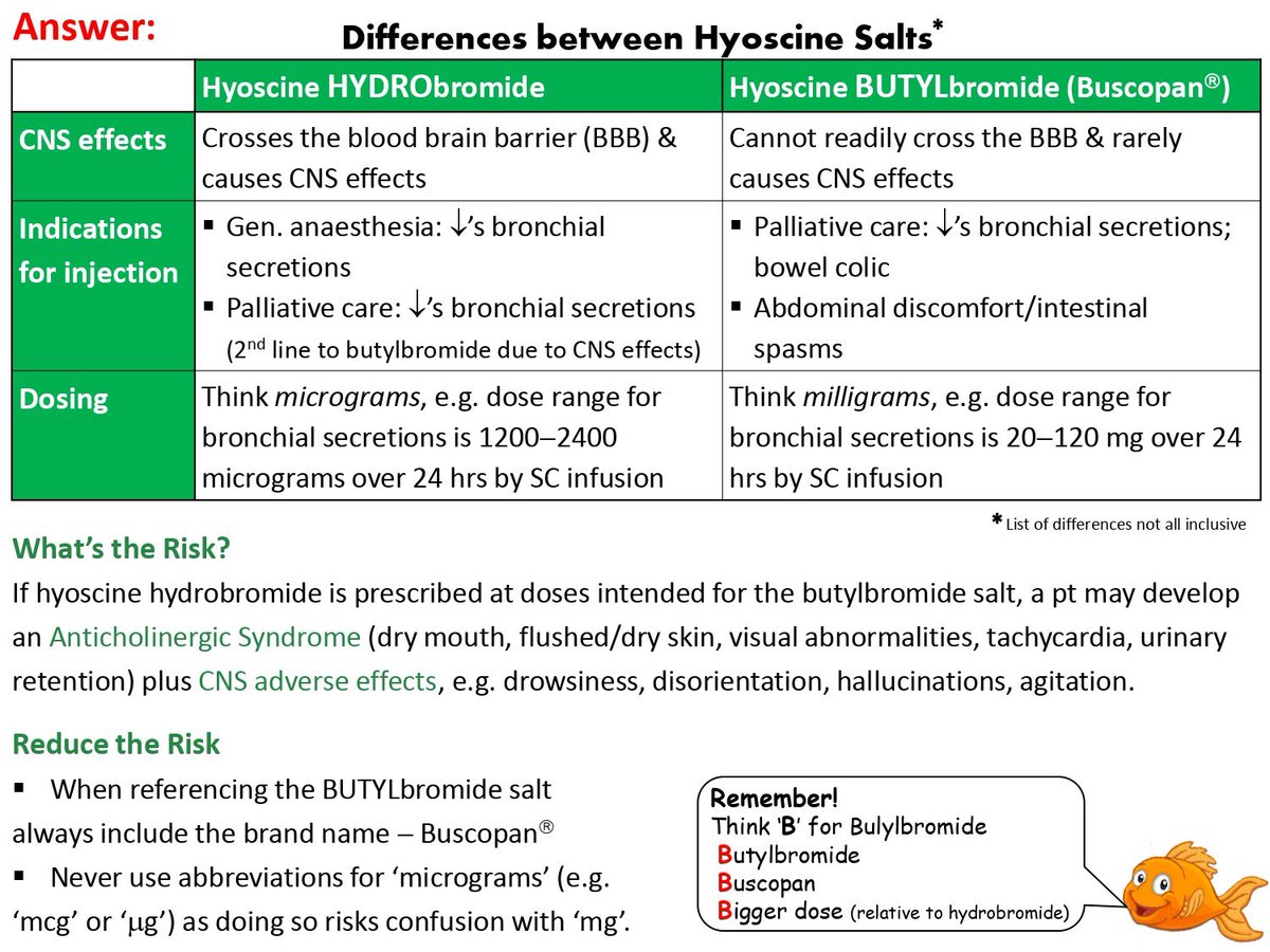 The salts of hyoscine - BUTYLbromide and HYDRObromide - are related but have distinct differences… so siblings yes, but not twins!