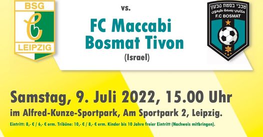 #Sachsen sind wir! Gegen #Antisemitismus und #Rassismus, intern. Testspiel <a href="/nur_die_bsg/">BSG Chemie Leipzig e.V.</a> vs. FC Maccabi Bosmat Tivon,#Israel. Dabei sein

Tickets unter:
etix.com/ticket/p/71395…