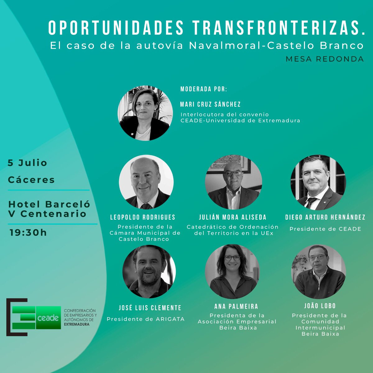 ¿Qué oportunidades transfronterizas supondría la culminación de la autovía Navalmoral-Castelo Branco? De ello hablaremos mañana en una mesa redonda con autoridades y representantes empresariales de ambos lados de la Raya.
     📅 5 julio / 19:30 horas
     📍Barceló V Centenario