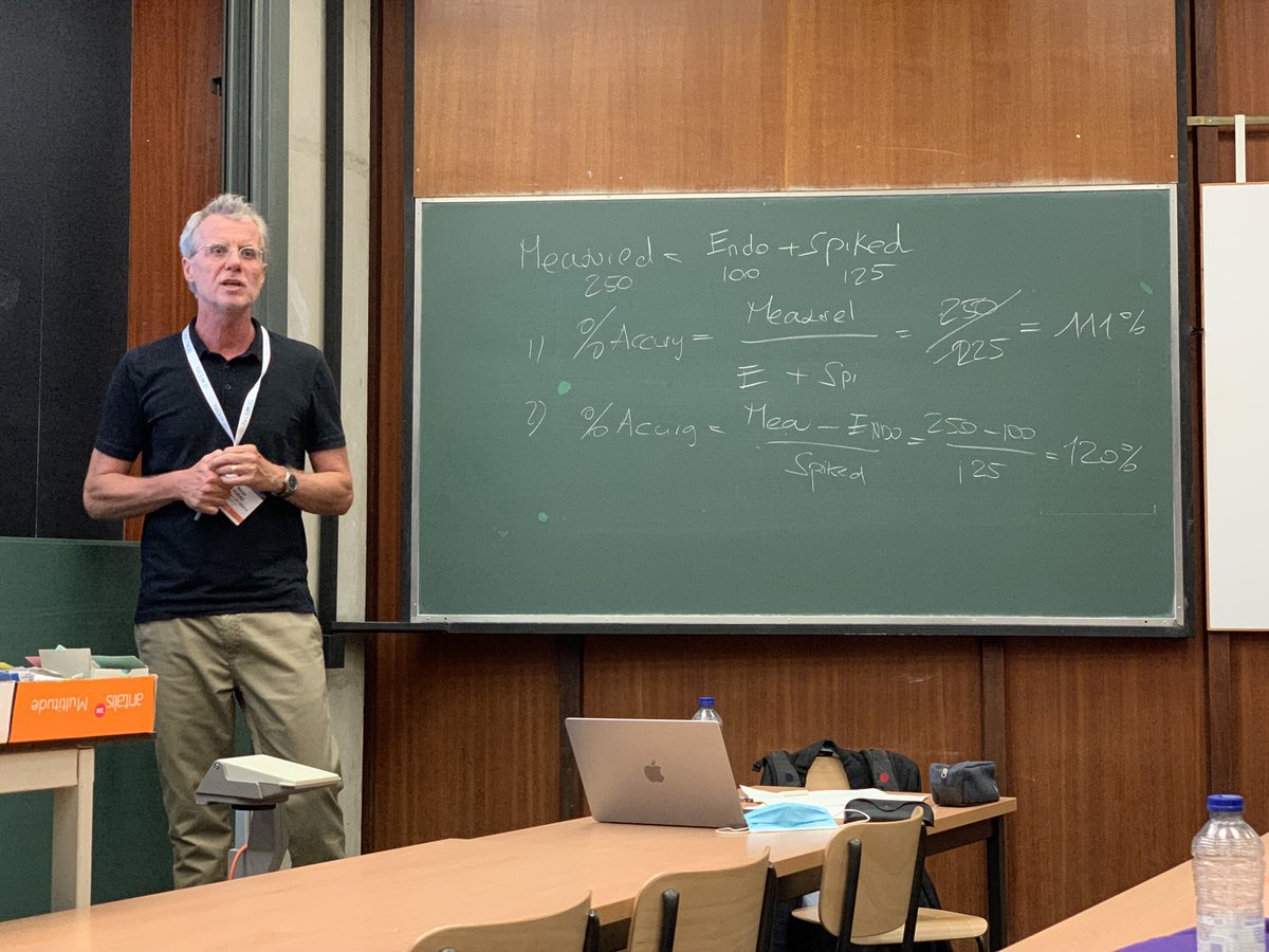vgonzalezruiz's tweet photo. When slides are not enough, get back to the good old blackboard. This is what Serge did yesterday during the new #quantitation and #validation approaches pre-conference course we delivered together. So classy! #msb2022 https://t.co/5gP6krIQwH