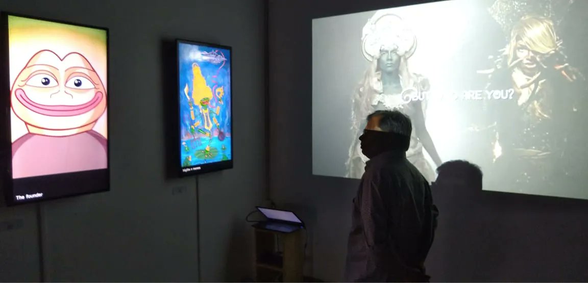 artdhope's tweet photo. An NFT Creators Project organized by the organization named ‘101 India, held a NFT exhibition Myths and Memes’ involving 14 eminent NFT artists.#NFT #NFTexhibition #NFTcreators #art #artists #artexhibition #fineart #VR  #event #art #arts #artstories #nft #Nfts #nftstories # https://t.co/oIgnicwucs