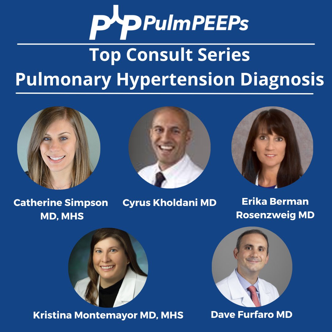 Listen in tomorrow for our Top Consults episode on Pulmonary Hypertension Diagnosis!! We’re joined by @ebrosenzweig, Catherine Simpson @HopkinsPCCM and Cyrus Kholdani @BIDMC_Medicine for this great discussion. 🔗➡️ Our prior episode on RHC pulmpeeps.com/2022/04/19/14-…