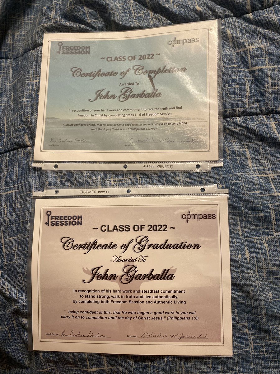 Officially Graduated 👨‍🎓🎓Freedom Session 2022 I Started the course February 15th 2022 at my church compass community church in Orangeville Ontario Canada 🇨🇦 Did all 3 Books 📚 🙏💙🧡✝️💒⛪️