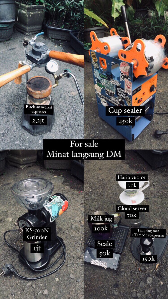 ddustywindoww's tweet photo. Monggo yg mau buka usaha warung kopi. Dijual borongan/ecer. Harga tertera digambar. Alat sudah proper buat bikin kopsus kekinian, bikin espresso dan latte art. Khusus borongan siap bantu demo alat dan bantu bikin menu. Lokasi Turi https://t.co/UGRZ5ysg7C