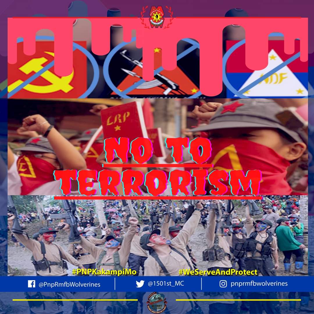 "Terrorism and deception are weapons not of the strong, but of the weak"  -Mahatma Gandhi-
Say No to CPP-NPA-NDF

#PNPKakampiMo
#TeamPNP
#WeServeAndProtect
