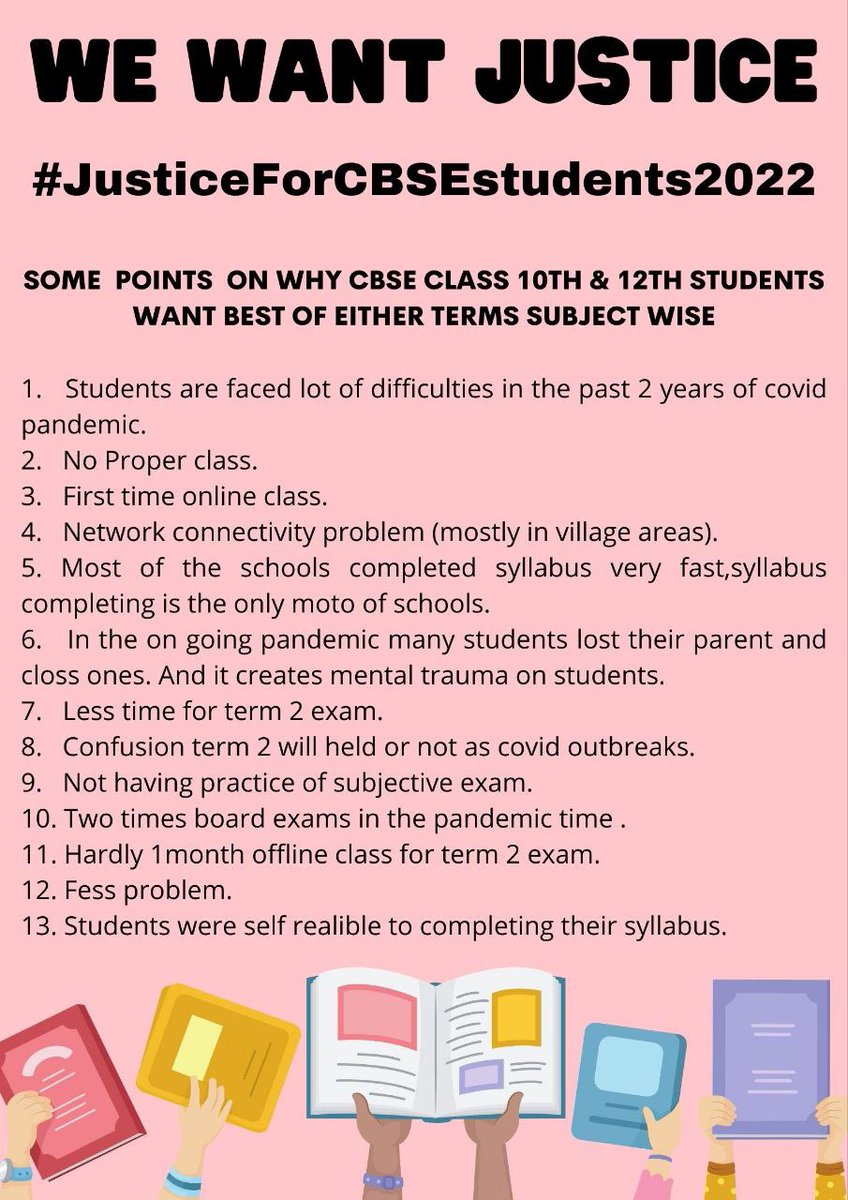 angtan07's tweet photo. #CBSEResult
2021 :All pass without board exams
2022: Online class ok
          Offline Exams ok
          Term 1 and 2 ok
          Objective Subjective ok
Please hamari voice bhi suno 
@cbseindia29
 
@CitiznMukherjee
 #BestofEitherTermSubjectWise
WE WANT JUSTICE 🙏 https://t.co/oIj8TX8d3A