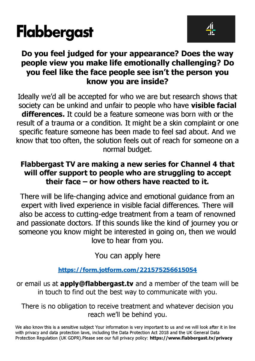 Flabbergast (@flabbergastmy) on Twitter photo Led by <a href="/Jono_Lancaster/">Jono Lancaster</a> and a team of dedicated doctors, Love My Face is a new <a href="/Channel4/">Channel 4</a> series that gives people with visible facial differences choice and control over their appearances and lives. More info below. If you are 21+ and interested, apply here form.jotform.com/221575256615054 Led by <a href="/Jono_Lancaster/">Jono Lancaster</a> and a team of dedicated doctors, Love My Face is a new <a href="/Channel4/">Channel 4</a> series that gives people with visible facial differences choice and control over their appearances and lives. More info below. If you are 21+ and interested, apply here form.jotform.com/221575256615054