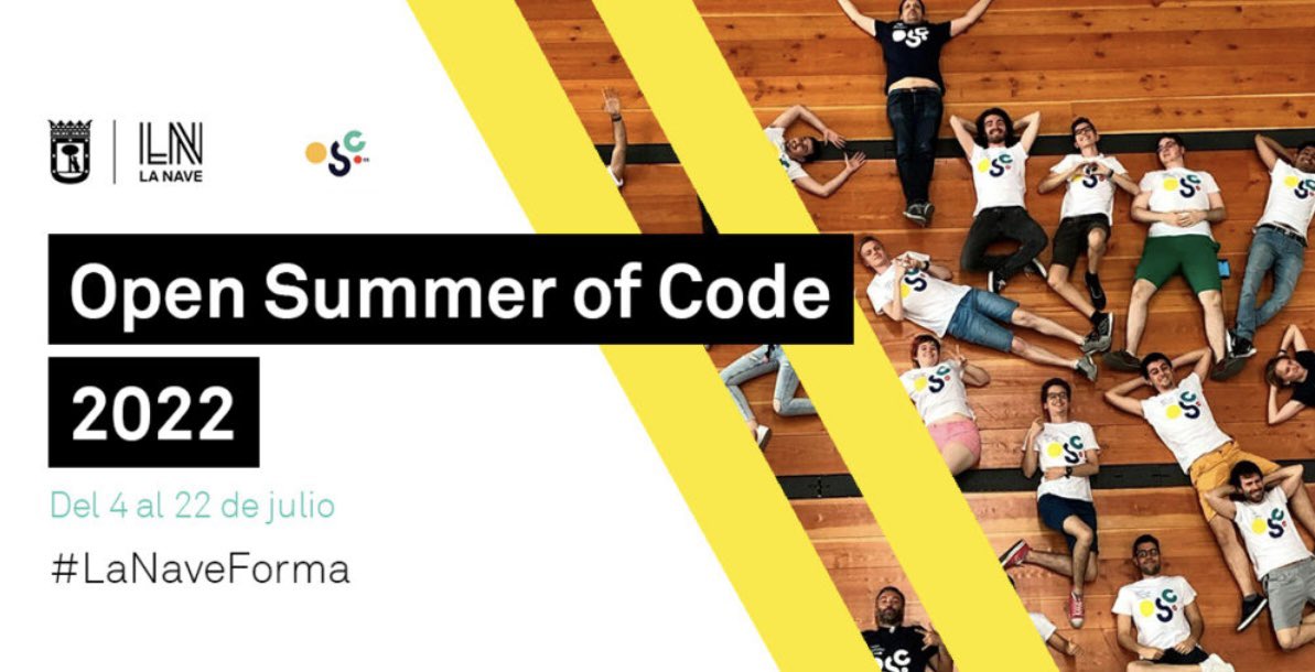 Comienza en <a href="/LaNaveMadrid/">La Nave</a> el Open Summer of Code. Programa organizado por <a href="/oSocode_es/">oSoc Spain</a> que ayuda a universitarios a desarrollar proyectos de innovación y convertirlos en soluciones reales. Infórmate: bit.ly/3bKUmjQ