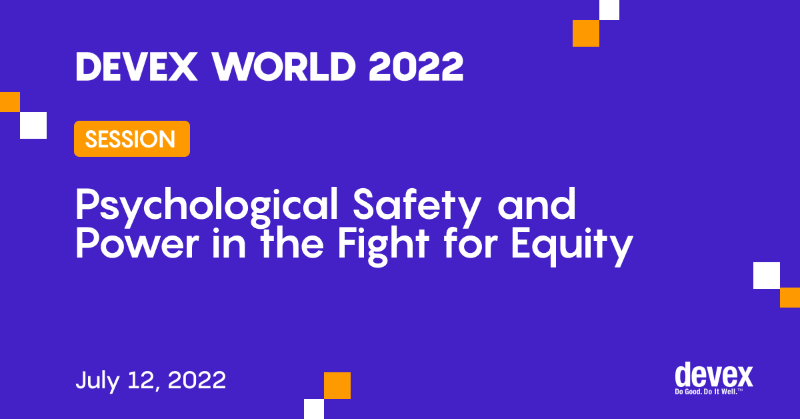 devex's tweet photo. Join us on July 12 and hear from Indira Kaur Ahluwalia, founder and chair of the Coalition for Racial and Ethnic Equity in Development, on psychological safety and power in the fight for equity.

@IndiraKaurA @KAURStrategies at #DevexWorld #DevexEvent