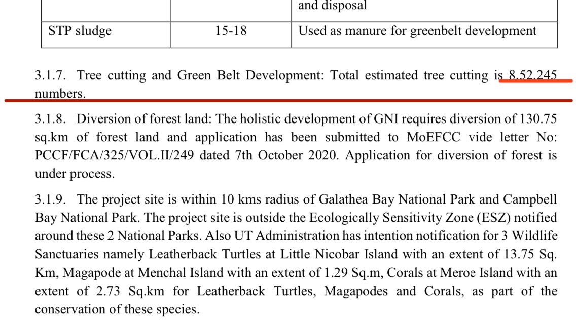 8.5 lakh trees will be cut down from the Evergreen rainforests of Great Nicobar Island for the proposed development projects. Source: environmentclearance.nic.in/writereaddata/… #saveshompen #savegreatnicobar