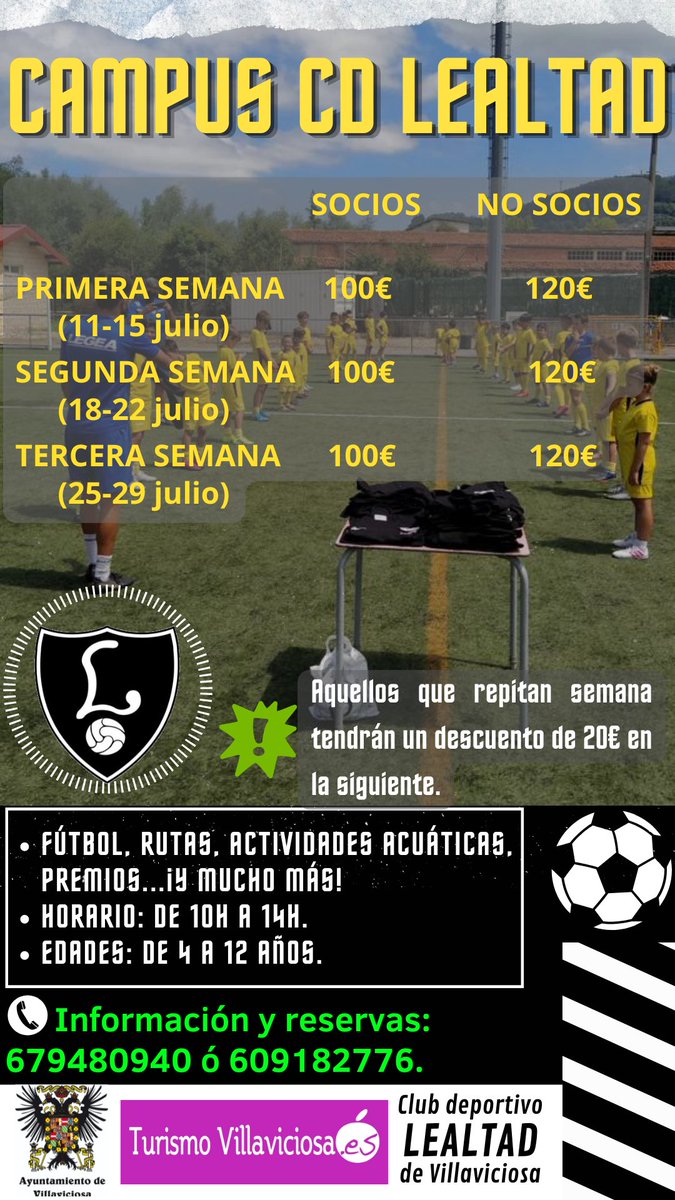 CDLealtad's tweet photo. ¡Últimas plazas!

➡📲 679480940 ó 609182776.

#CampusLeal🌞⚽ #CDLealtad https://t.co/CVBfaeEPcE