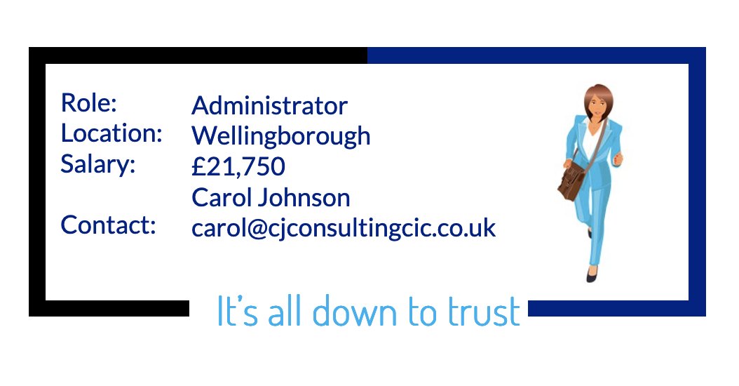 ConsultCarolJ's tweet photo. New administrator role in Wellingborough!!

#cjconsultingcic #adminrole #administrator #northamptonshirejobs
https://t.co/e9KqD5BKH4 https://t.co/lJSuqvYEQG