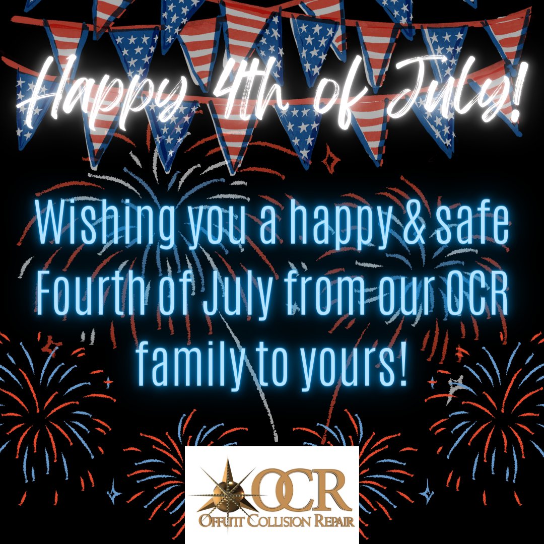 Happy 4th of July! We will be closed today, but we will be ready to take care of you tomorrow! Remember to light your fireworks away from cars and stay safe!  #OffuttCollisionRepair #OCR #Fireworks #FourthofJuly #IndependenceDay