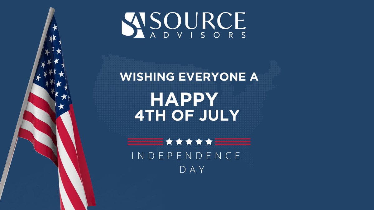 source_advisors's tweet photo. From everyone here at Source Advisors, we want to wish everyone a Happy 4th of July 🎉
#4thofjuly #independenceday #sourceadvisors https://t.co/C53gfQVGUv