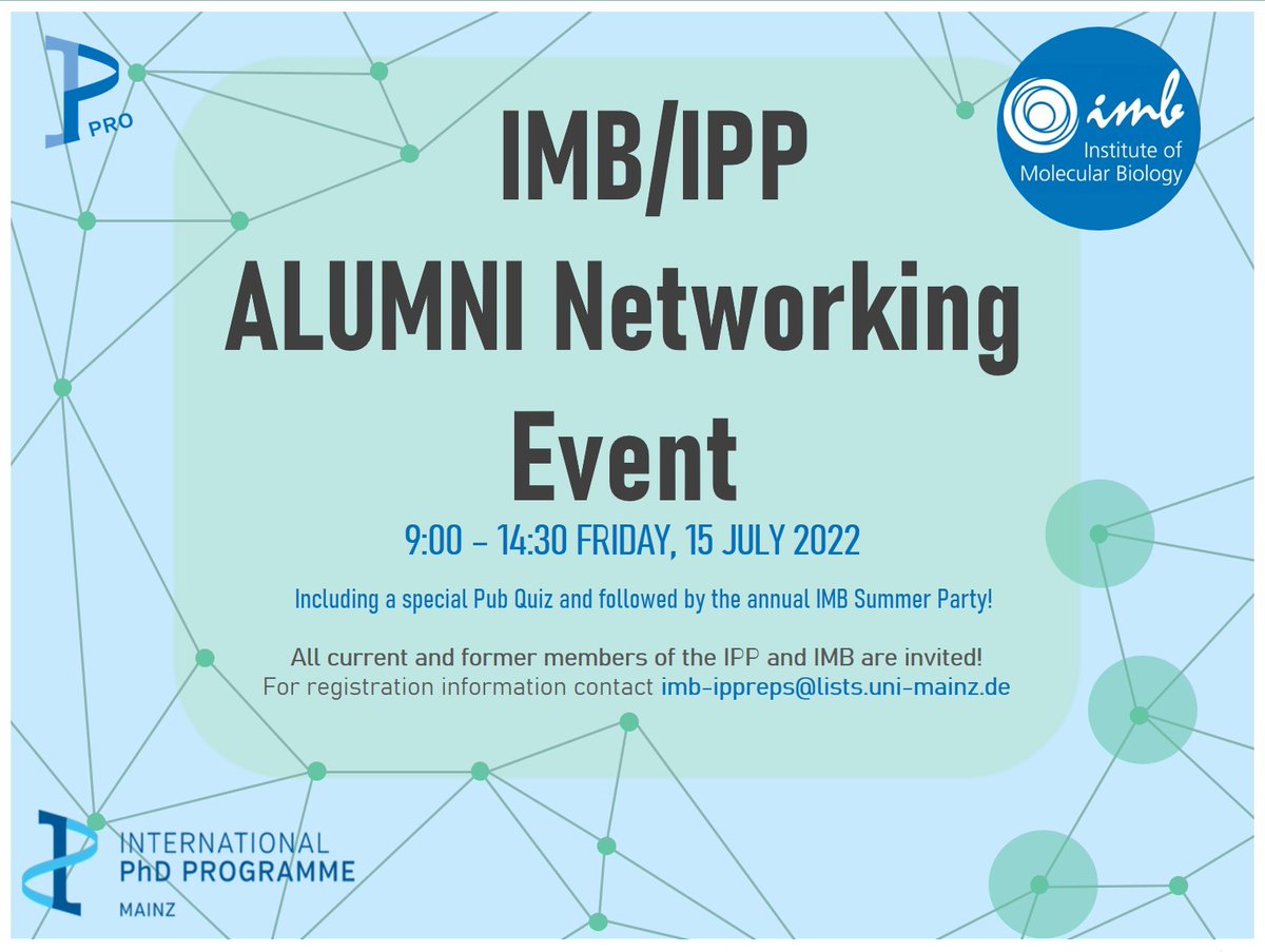 The first ever IPP-IMB Alumni Networking Event is here!🕺🎉💃 Are you a former or current IPP student or IMB member? Then we're waiting for you on July 15 at 9:00 at IMB for the most fun networking event! 🥳 Email us to register!