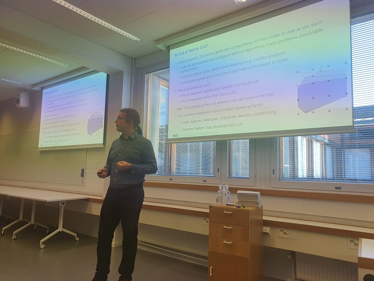 geraldgamrath's tweet photo. "To cut or not to cut?" @timoberthold presenting news about Xpress Optimizer at #euro2022espoo https://t.co/BMKqXc1lcp