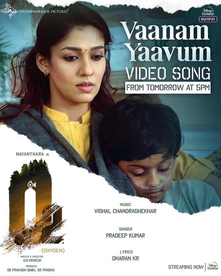 renflixmedia's tweet photo. #VaanamYaavum video song from Tomorrow 5 pm.

#O2 @DreamWarriorpic
#Nayanthara @GsViknesh  @pradeep_1123 @Composer_Vishal @prabhu_sr @disneyplusHSTam #O2TheFilm #O2onHotstar 
#O2StreamingNow https://t.co/vZMUtFy7ku