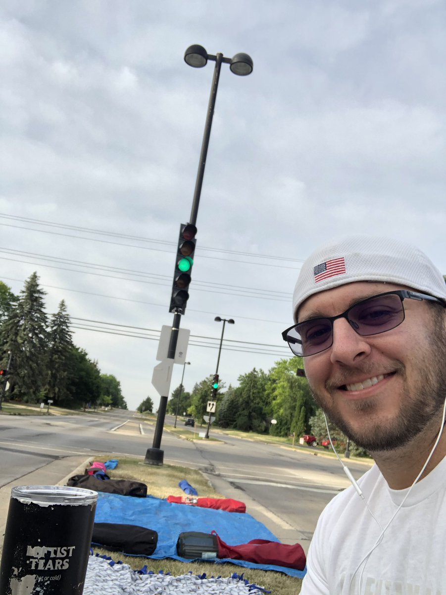 11stan11's tweet photo. 5am: Holding down the fort for Brookfield, WI’s Fourth of July Parade with my #leftisttearstumbler. @benshapiro @The_DailyWire https://t.co/CPoCVNqHtm
