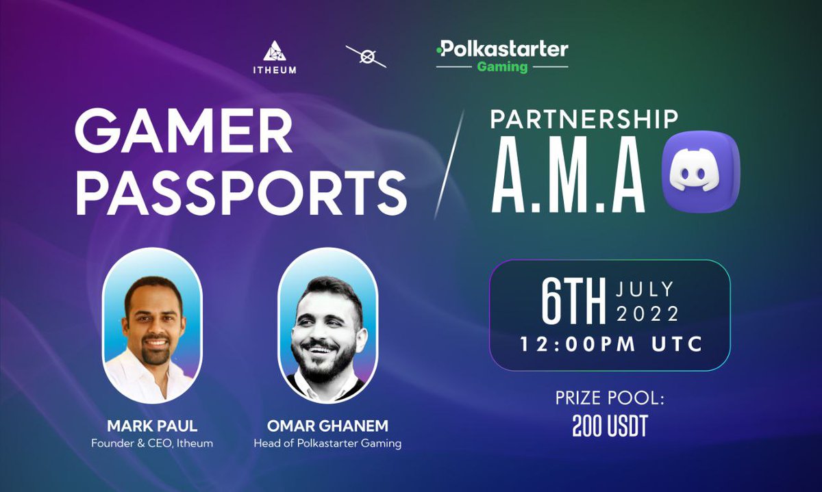 itheum's tweet image. Attention #Itheum Community! 📢

We are delighted to share our next #AMA is with @PolkastarterGG 🎉 

 We will be discussing our partnership &amp;amp; all things  #Web3 Gaming 😎

🗓️ Wednesday July 6 at 12 PM UTC

📍Our #Discord Server

You don't want to miss this powerful discussion💡🔥
