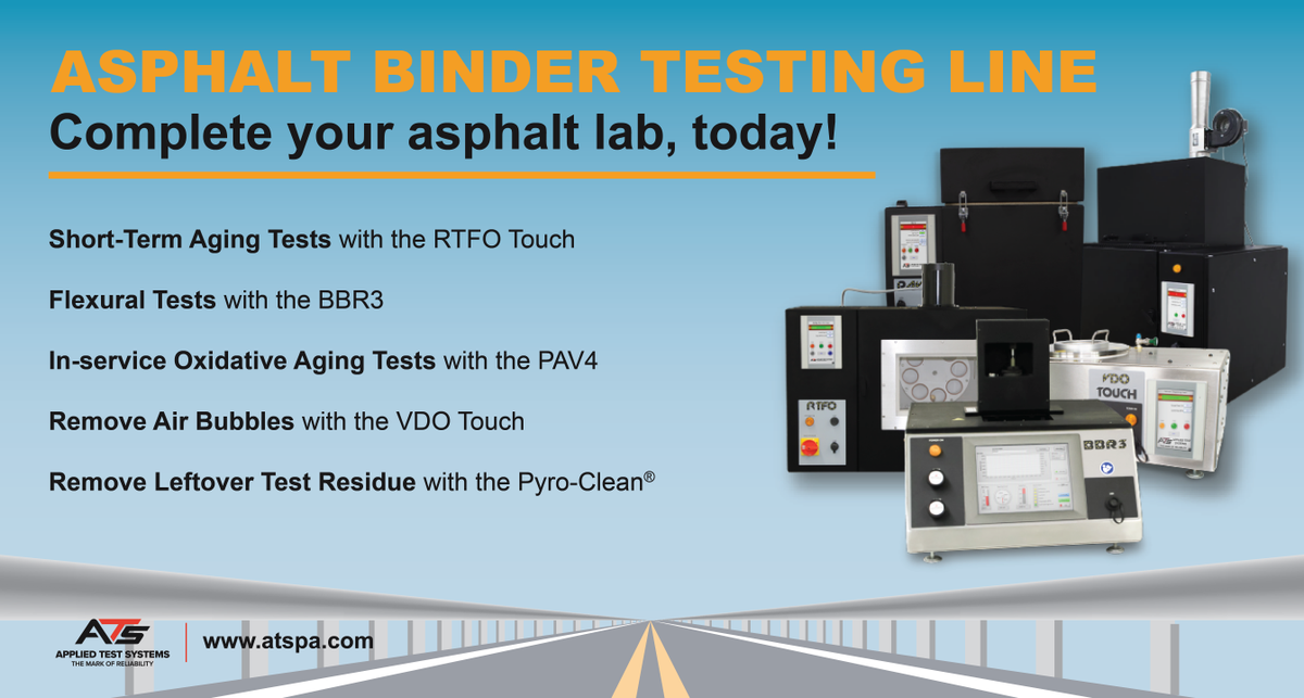 AppliedTest's tweet image. Complete your Asphalt Testing Lab with ATS' Asphalt Binder Testing Line.
Learn more at ow.ly/n3Gl50JI9sV