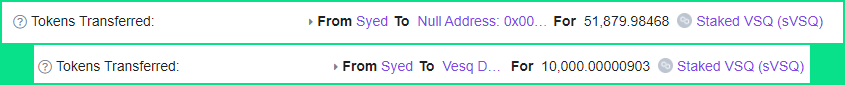 VESQHQ's tweet photo. 👀 In a legendary move, our founder @vsyedh has sent 10k $sVSQ ($9.4k) to our DAO wallet &amp; burnt 51,879 $sVSQ ($48.7k).
👉 He still holds 14k $pVSQ that doesn't rebase &amp; redeems into locked $veVSQ.
💚 He is self-limiting his ability to manipulate upcoming DAO governance votes. https://t.co/hpkElhQXU1