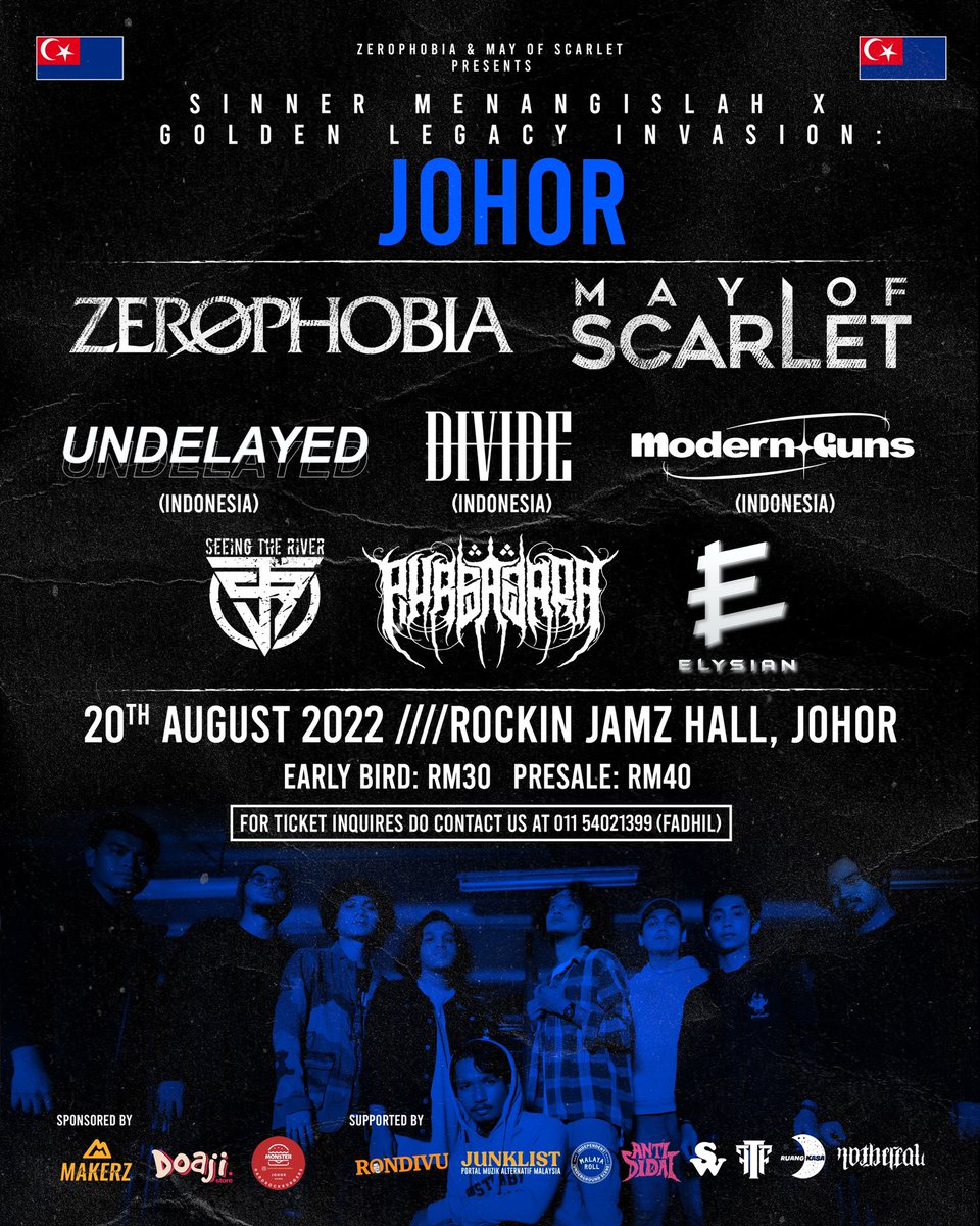 Sinner Menangislah by <a href="/zerophobiamy/">𝐙𝐄𝐑Ø𝐏𝐇𝐎𝐁𝐈𝐀</a> and <a href="/MayOfScarlet_MY/">May of scarlet</a> at Rockin Jamz Hall, Johor this upcoming 20th of August. see you guys there! For ticket inquiries, click here: wa.link/ryj7mh