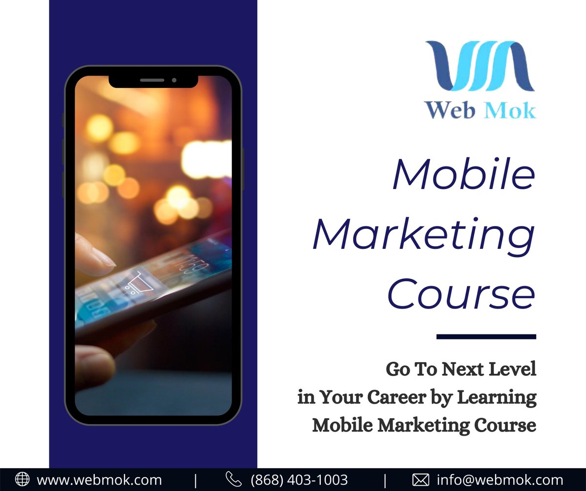 The digital marketing course is designed to teach students the basics to the advanced level concepts of digital marketing with practical
More information visit our site :- webmok.com
Contact us :-+91-(895) 032-9919
#digitalmarketing #webmok #socialmediamarketing