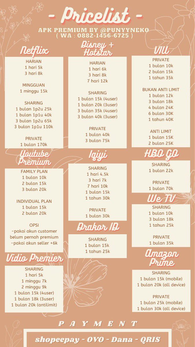 punyyneko's tweet photo. @helpyID 🌻JUAL APP PREMIUM🌻

Netflix, Hbo Go, WeTV, Viu, Canva, Vidio, YouTube, Spotify, Iqiyi,  Iflix, Grammarly, PicsArt, Scribd, Lightroom preset dan banyak lagii….

💫Trusted dan murah (bisa wa untuk testi)💫

DM for order 📩
WA for fast respon https://t.co/fgqIx9wIPK ✨✨ https://t.co/yg0MT00EhW