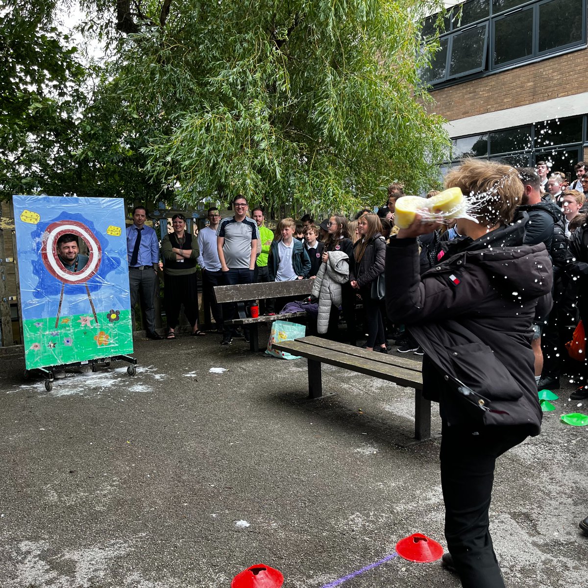 AlunPowys's tweet photo. Some action shots of our soak the teacher event! Some great hits! However, some great misses! 🧽🏫 #soaktheteacher #missmorethanhit https://t.co/livhNxnhWd