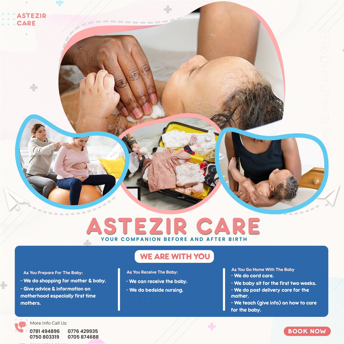 SwordUg's tweet photo. ASTEZIR CARE

Your companion before &amp; after birth

Call us on 
0781 494896 / 0750 803319 / 0776 429935 / 0705 874688

#AstezirCare
#Babies
#Mothers
#Birth https://t.co/PrqmfHOgo8