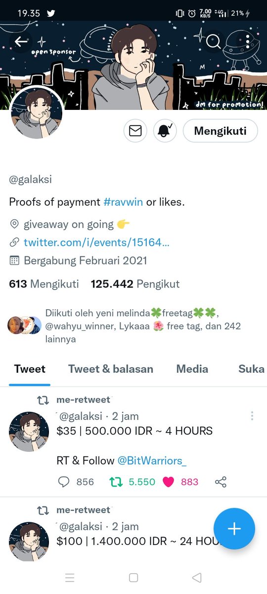 AnangCa17's tweet photo. @missufe @galaksi @coincatch1 @TiarCrypto @yaelahciwo_ Done bismilah bigwin https://t.co/4bGcj2hi1a