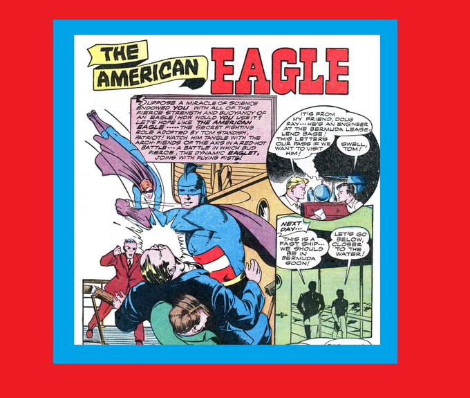 HeroesUnited_4's tweet photo. #USA 🇺🇸 #IndependenceDay Happy #July4th  -#AmericasBestComics #6 (#Nedor) (July 1943): #GoldenAge hero #AmericanEagle Tom Standish battles #Axis powers https://t.co/GCWUIIRf2Q