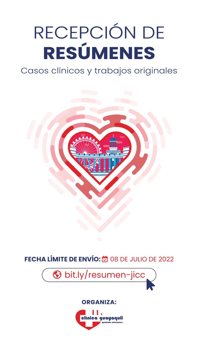 ¡Quedan 5 días para enviar tu trabajo a las I Jornadas Internacionales de Cardiología Crítica!

Puedes inscribir tu Caso Clínico o Trabajo Original: bit.ly/resumen-jicc

Fecha límite: 8/julio 

¡Los trabajos aceptados serán presentados como poster y tendrán beca para asistir!