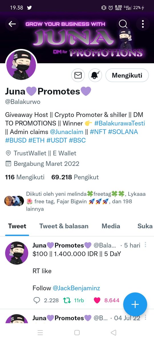AnangCa17's tweet photo. @taegiveaway @TEPE_AE @Balakurwo @CG_Contest @HelpThePlaNFT Done bismilah bigwin https://t.co/Yn4YgNTWfS