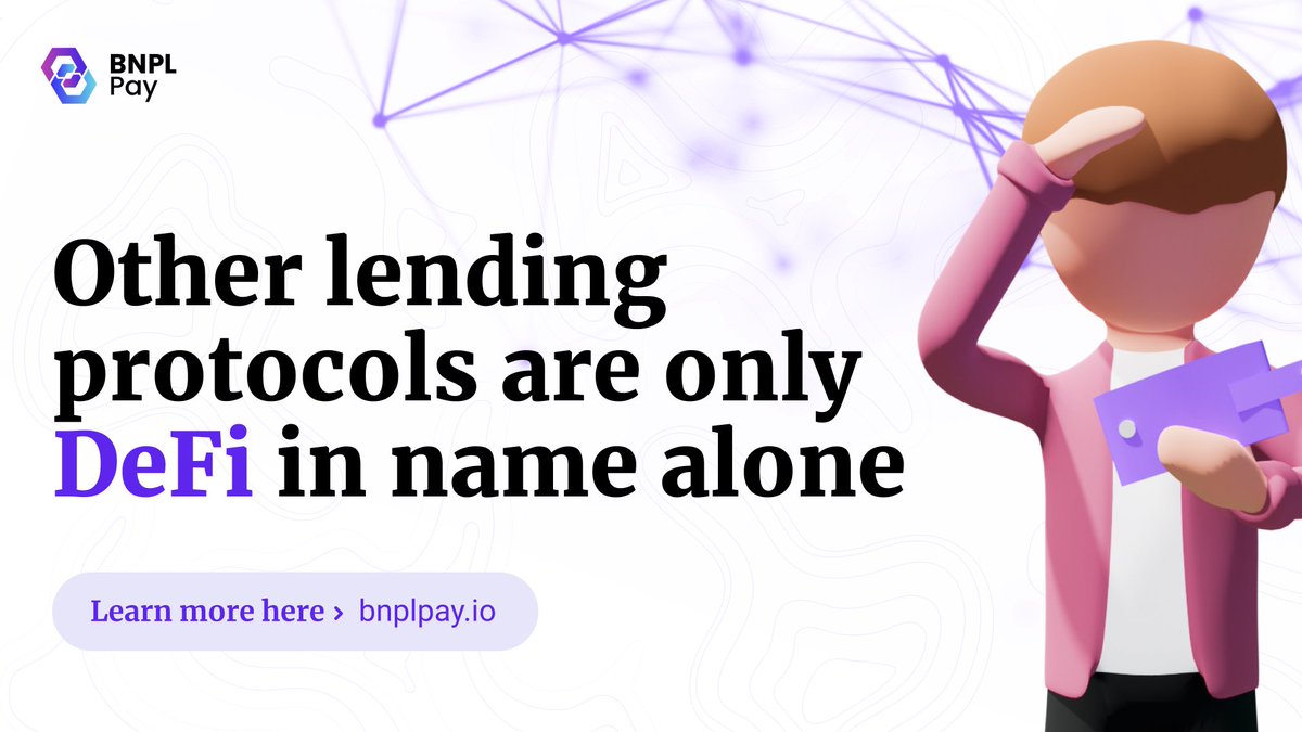 bnplpay's tweet photo. Can you really call it DeFi if there is a screening / whitelisting process before you can join?🙄 Many lending protocols today are #DeFi in name ONLY.

We are a truly decentralized #lending protocol that gives our users the freedom to  forge their paths💯

https://t.co/N7u1FZ75Ug https://t.co/uH8cf0CCgw