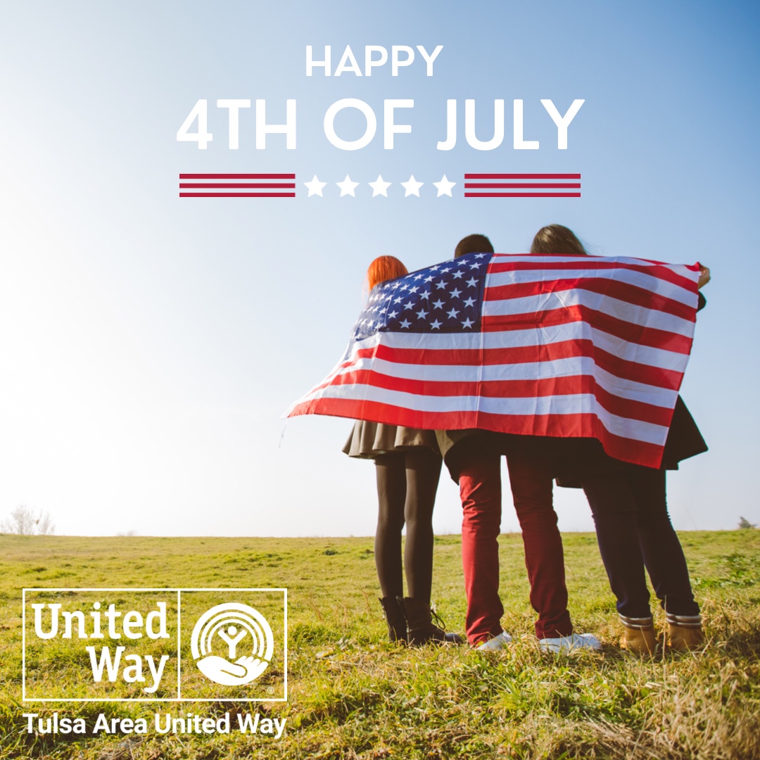 Happy #4thOfJuly! Tulsa Area United Way is closed today and tomorrow, and will resume normal business hours on Wednesday, July 6. We hope everyone has a fun and safe #IndependenceDay! 🇺🇸