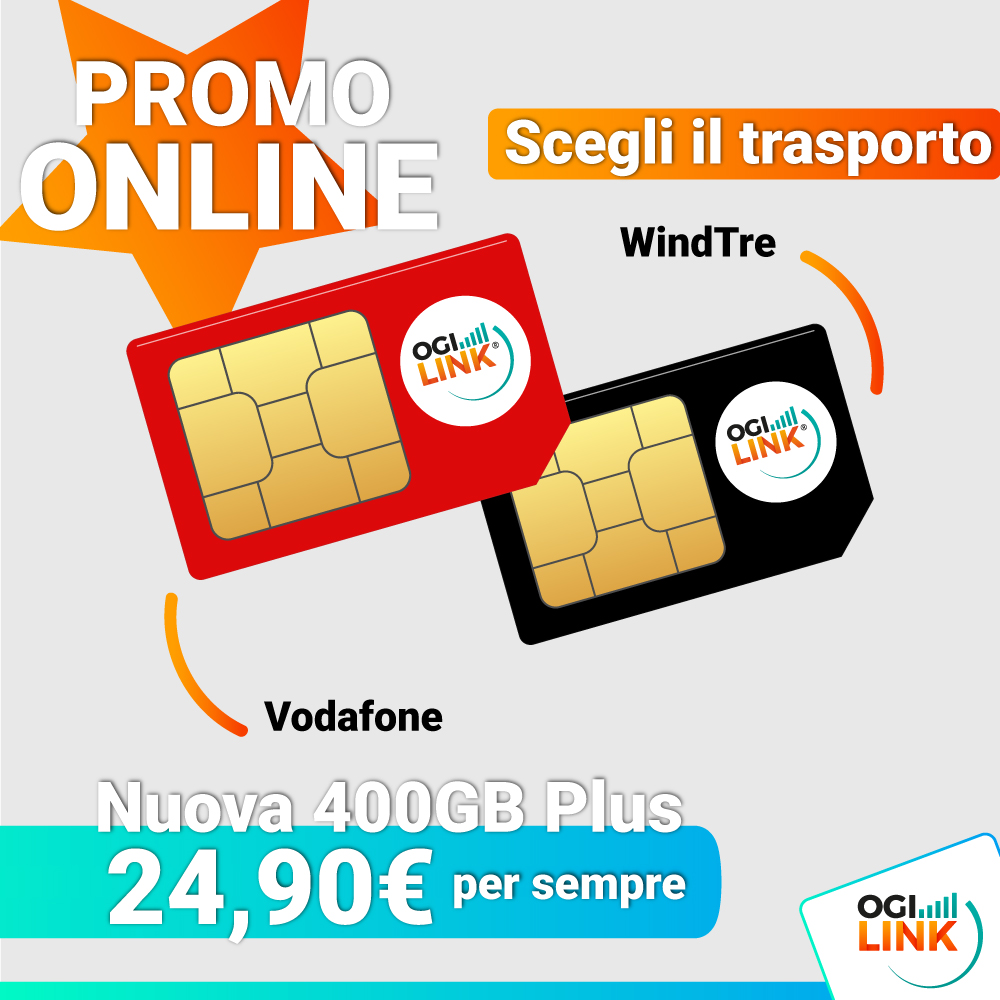 OGILink's tweet image. 🔥 PROMO SOLO ONLINE 🔥
✅ 400GB Plus - su rete Vodafone o su rete WindTre
➡️ Scegli il trasporto in base alla tua copertura
⚠️ 24,90€ al mese - router e traffico inclusi ⚠️
Acquista online sul nostro shop 👉🏼 shop.ogilink.it