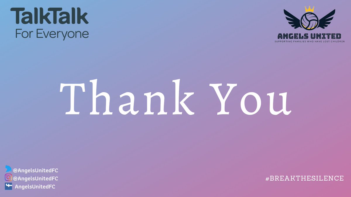 AngelsUnitedFC's tweet photo. Thank you to everyone that came down to play, support or help out at our first #BreakTheSilence tournament sponsored by @TalkTalkGroup 
Congratulations to the winners @CancerCareFcLa1 and to every team who took part. 
A fantastic day of #CharityFootball same time next year? https://t.co/B0UWXDe0QL