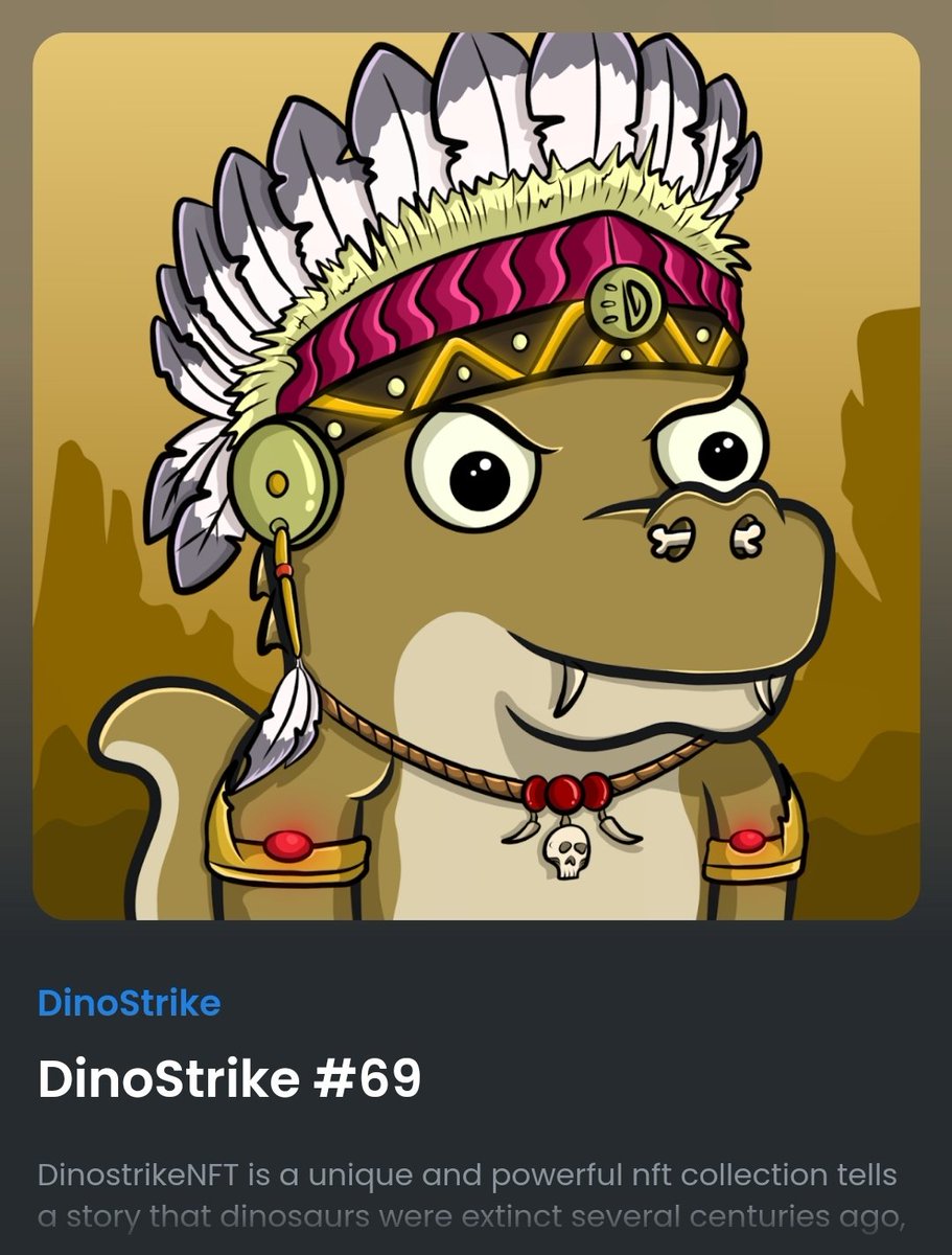 DinoStrikeNFT's tweet photo. DinoStrike #69 Available on Opensea, price only 0.007 ETH .
And only 3 dinos Left🚀🚀✅
#NFTCommunity
#nftcollectors
#nft #collectiveclub #dinosaur
#PolygonNFT #ETH
Link marketplace : https://t.co/euvDcI0Hll https://t.co/UlHhIBMob5