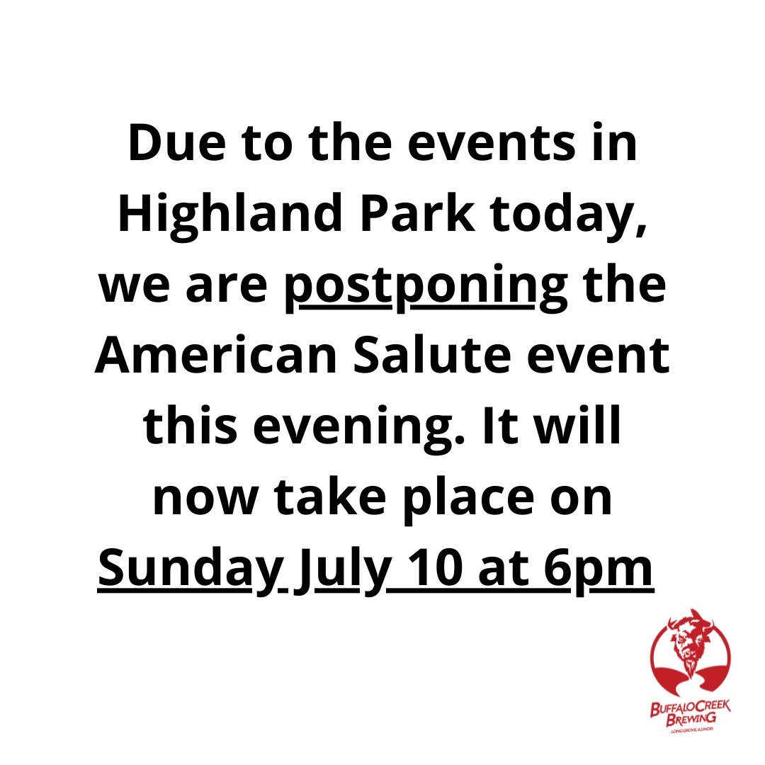 Today's American Salute event has been postponed. We're sorry for any inconvenience. We'll see you next Sunday, July 10.