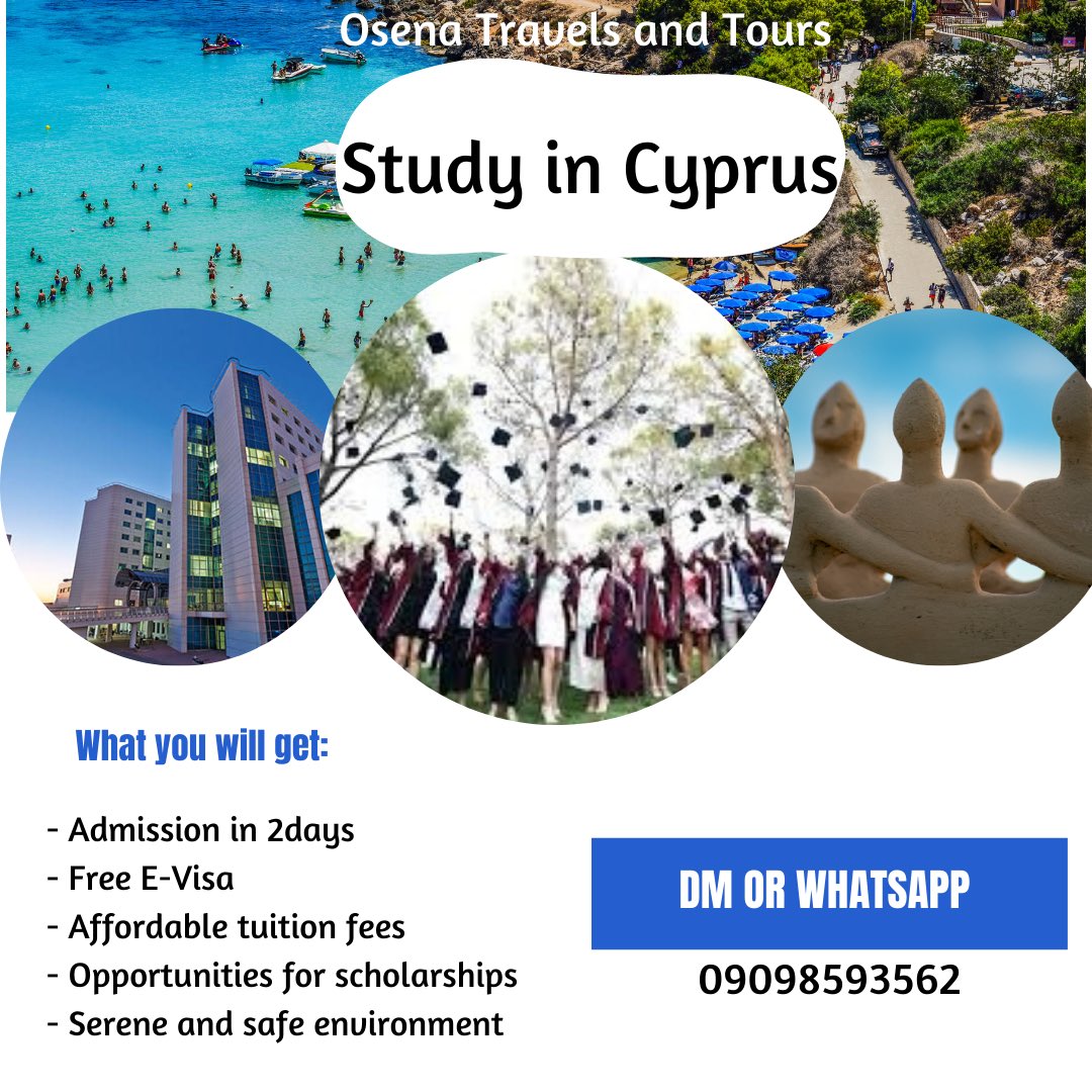 OsenaTravels's tweet photo. Want to study in Cyprus?
 
Send us a DM or WhatsApp 

#Travel #AbujaTwitterCommunity #Abuja 
#mondaythoughts #MondayMotivations #superfalcons #OneNigeria https://t.co/CEJneEbRii