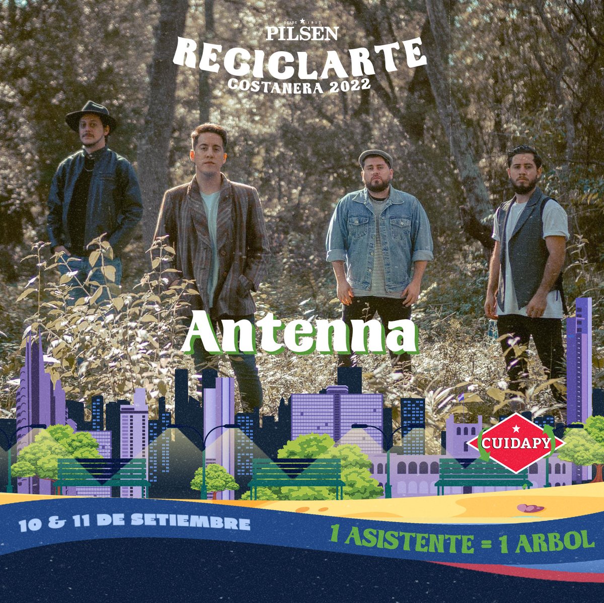 antennapy's tweet photo. ¡Nos encontramos nuevamente en esta edición del @ReciclArtePY 🍻🎸🔄 2022! ✨ ¡Les esperamos a TODOS el 10 y 11 de Septiembre en la Costanera de Asunción! 🇵🇾

#Antenna ⭐
#Antenna10Años 📡🎸 https://t.co/MrFsX3bVbK